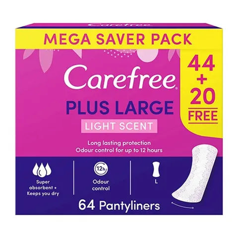 Carefree Plus Large Light Scent Women's Pads 64 Pcs