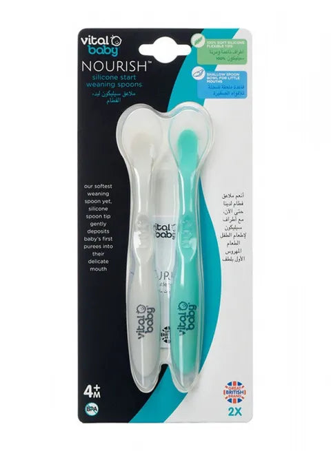 Vital Baby Nourish Start Weaning Silicone Spoons +4 Months 2 Pcs