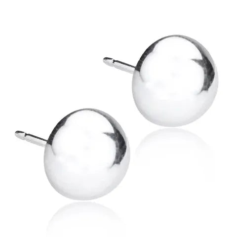 Blomdahl St Natural Titanium Half Ball Earring Silver Color 8 Mm