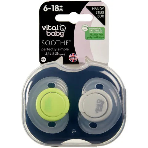 Vital Baby Soothe Perfectly Simple Pacifier Green & Gray | 2 Pcs