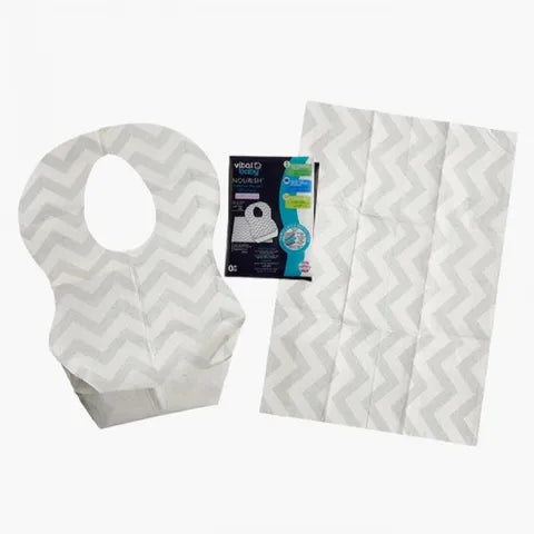 Vital Baby Nourish Baby On The Go Set Disposable Mat & Bibs White