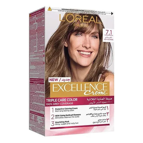 L’Oreal Excellence Crème Hair Dye Triple Care Colour 7.1 Gray Blonde