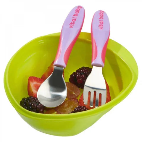 Vital Baby Nourish Big Kids Cutlery Spoon & Fork 12+ Months Fizz 1