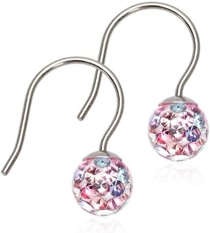 Blomdahl | Hypoallergenic | Natural Titanium Crystal Ball Drop Earrings 6mm |