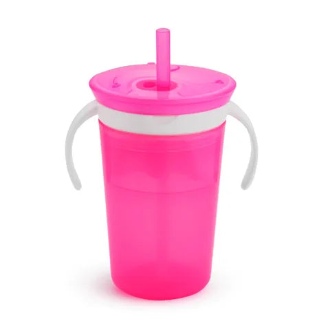 Munchkin Snack Catch Sip 2-In-1 & Spill-Proof Baby Cup Bright Pink