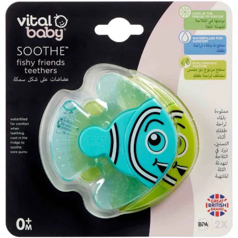 Vital Baby Soothe Fishy Friends Teethers Blue & Green | 2 Pcs‏