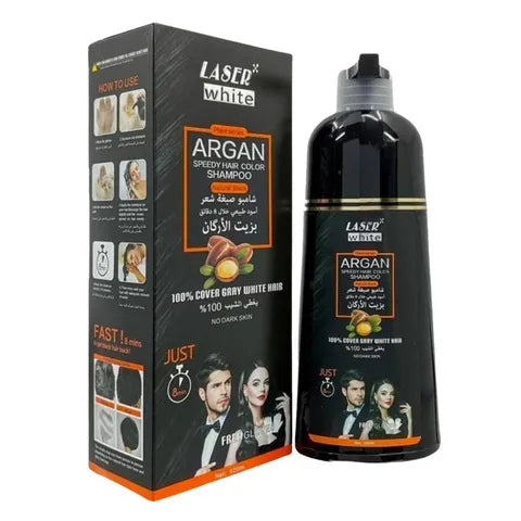 Laser White Hair Dye Shampoo Black Color 420 Ml