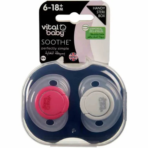 Vital Baby Soothe Perfectly Simple Pacifier Fuchsia & Gray | 2 Pcs