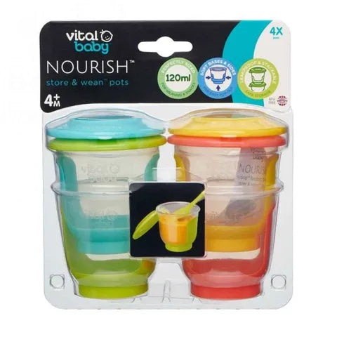 Vital Baby Nourish Store & Wean Pots +4 Months | 4 Pcs * 120 Ml‏ 2