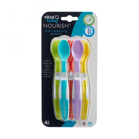 Vital Baby Nourish Start Weaning Spoons +4 Months 5 Colorful Pcs