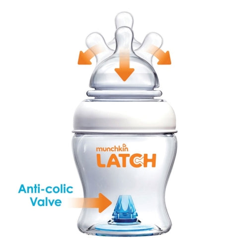 زجاجة رضاعة من منشكن لاتش، 4 أوقية / 120 مل – Munchkin Latch 4oz/120ml Bottle