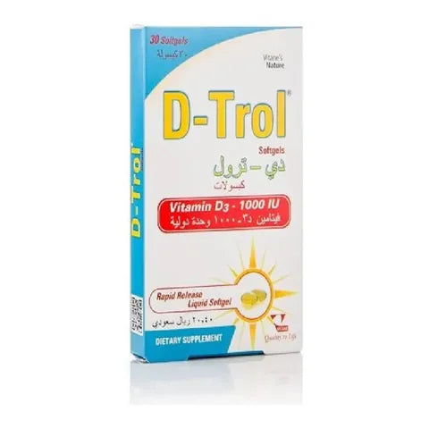 Vitane D-Trol Vitamin D3 Dietary Supplement 1000 IU 30 Softgels