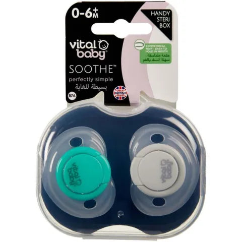 Vital Baby Soothe Perfectly Simple Pacifier Green & Gray | 2 Pcs