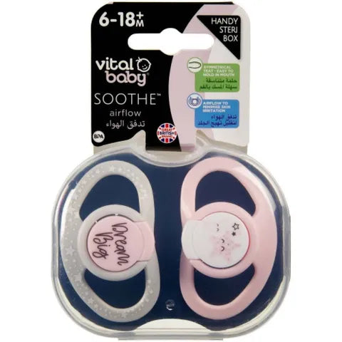 Vital Baby Soothe Airflow Pacifier 6-18 Months "Dream Big" | 2 Pcs