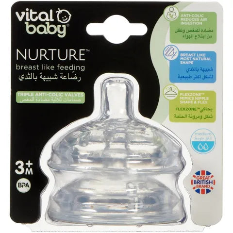 Vital Baby Nurture Breast Like Feeding Teat +3 Months | 3 Pcs 1