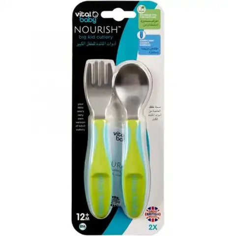 Vital Baby Nourish Big Kids Cutlery Spoon & Fork 12+ Months Pop