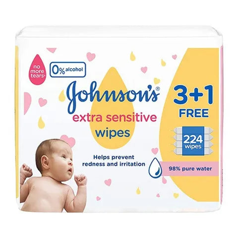 Johnson's Extra Sensitive Baby Wipes 224 Wipes