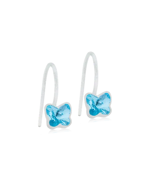 Blomdahl Natural Plastic Pendant Butterfly Earrings Aquamarine 5 Mm