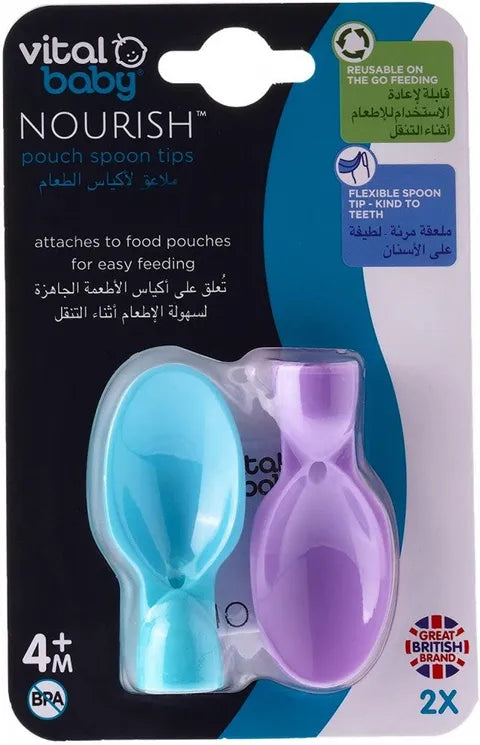 Vital Baby Nourish Pouch Spoon Tips for Kids 4+ Months | 2 Pieces